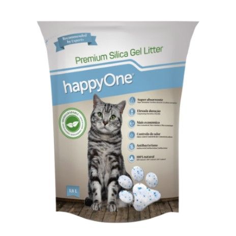 Areia p/gato happy one silica gel litter 3,8l