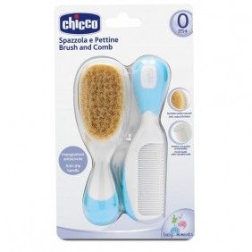 Escova cabelo + pente chicco 0m+ azul